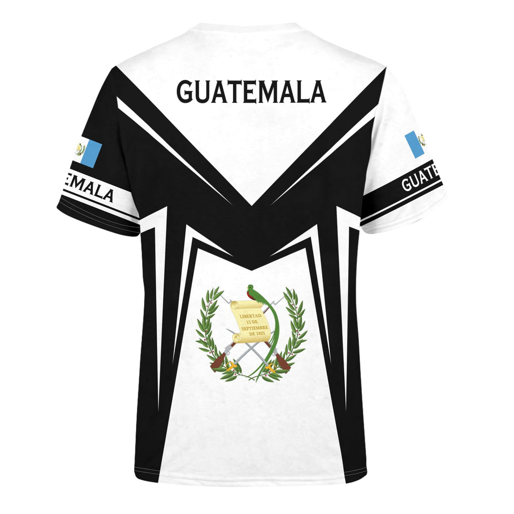 BJU Guatemala Flag T-Shirt Flag Badge Novelty Tee Printed Crewneck Short Sleeve Casual Top Unisex
