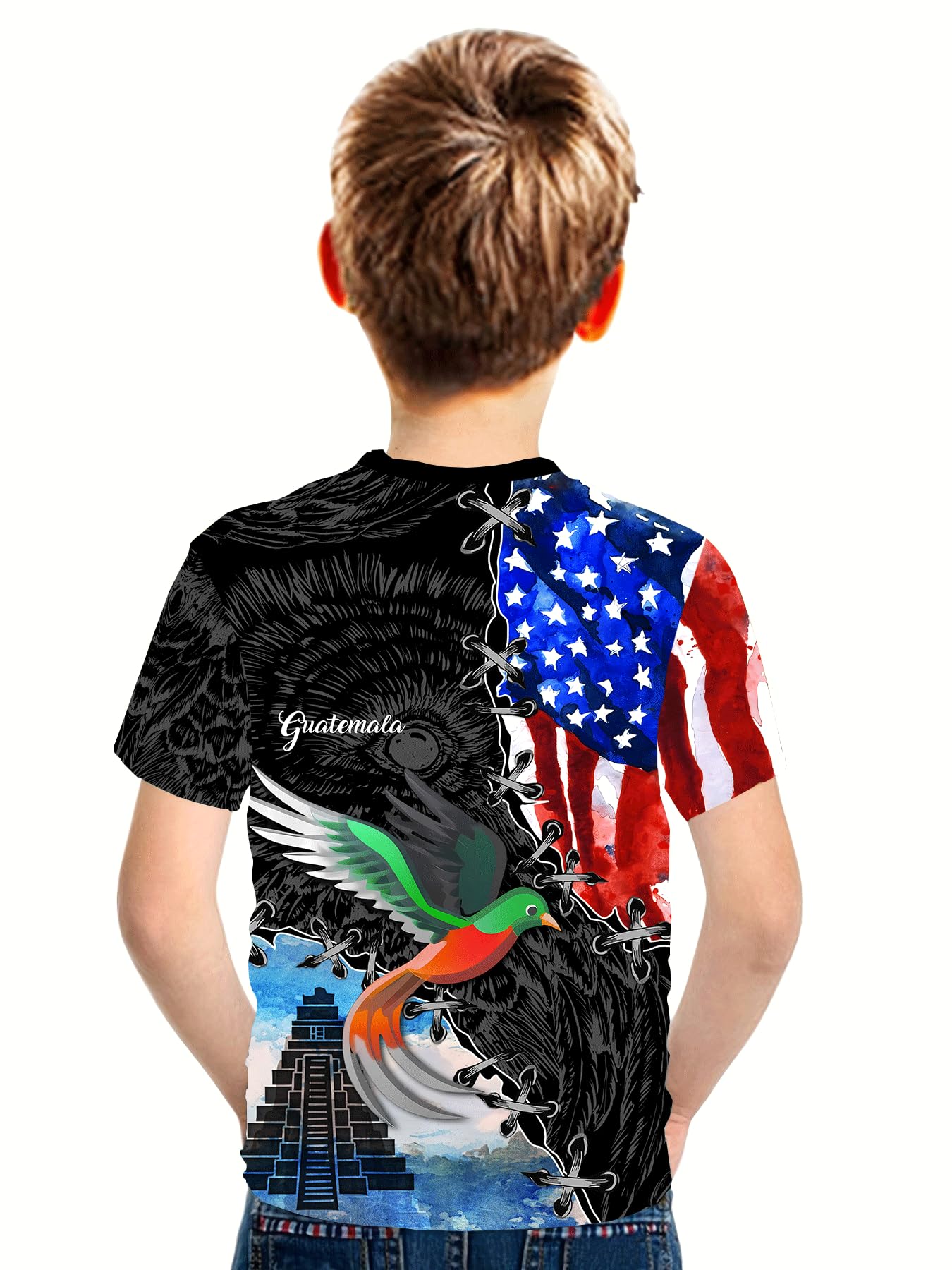DFZ Guatemala Flag T-Shirt Boys Short Sleeve Crew Neck T-Shirt Guatemala for Children's Tops