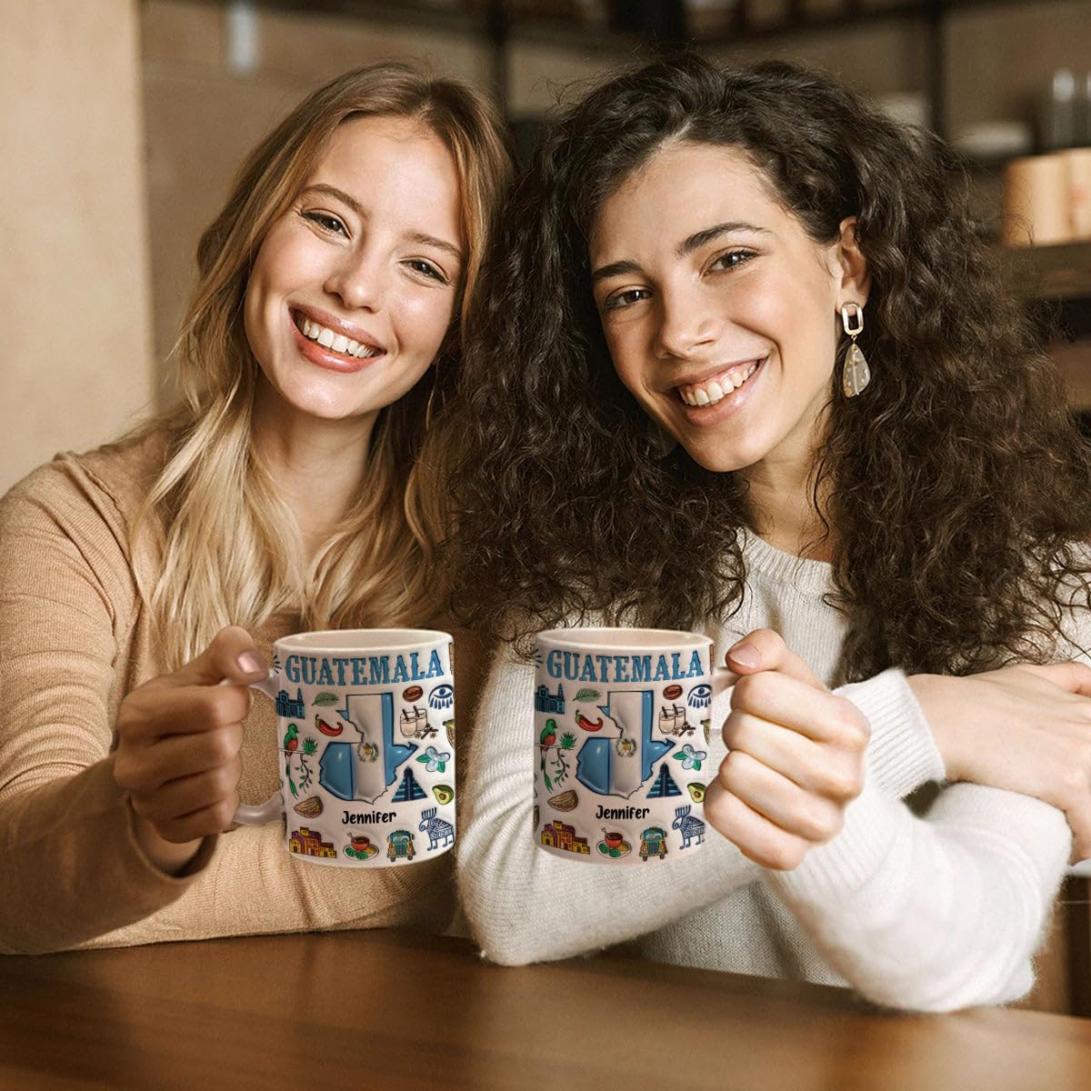 Lotacy Personalized Guatemala 2D Printed Coffee Accent Mug With Name, 11 oz, Colorful Guatemala Gifts And Souvenirs