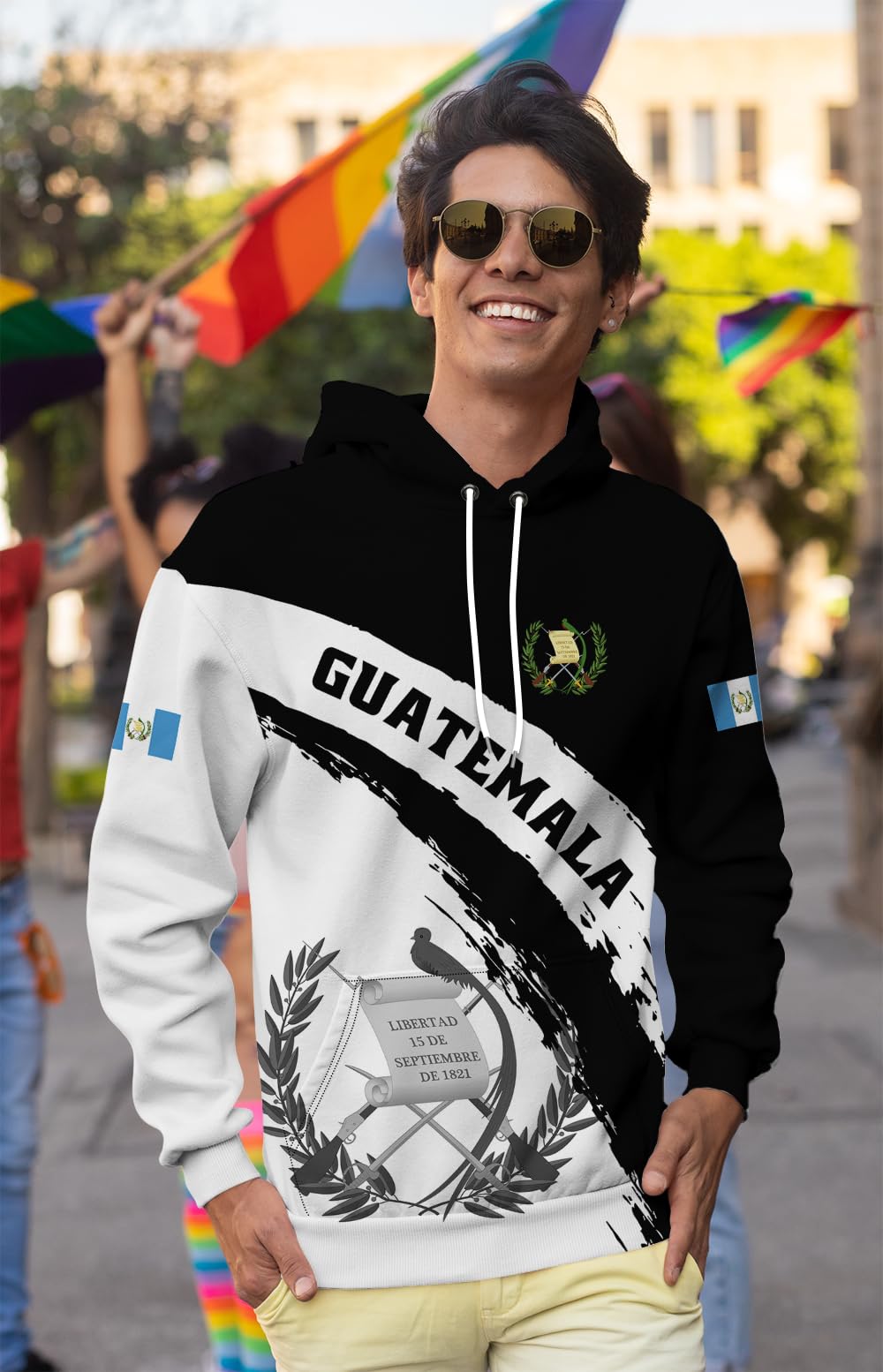 BJU Guatemala Flag Hoodie Novelty Drawstring Pullover Graphic 3D Printed Long Sleeve Sweatshirt Unisex