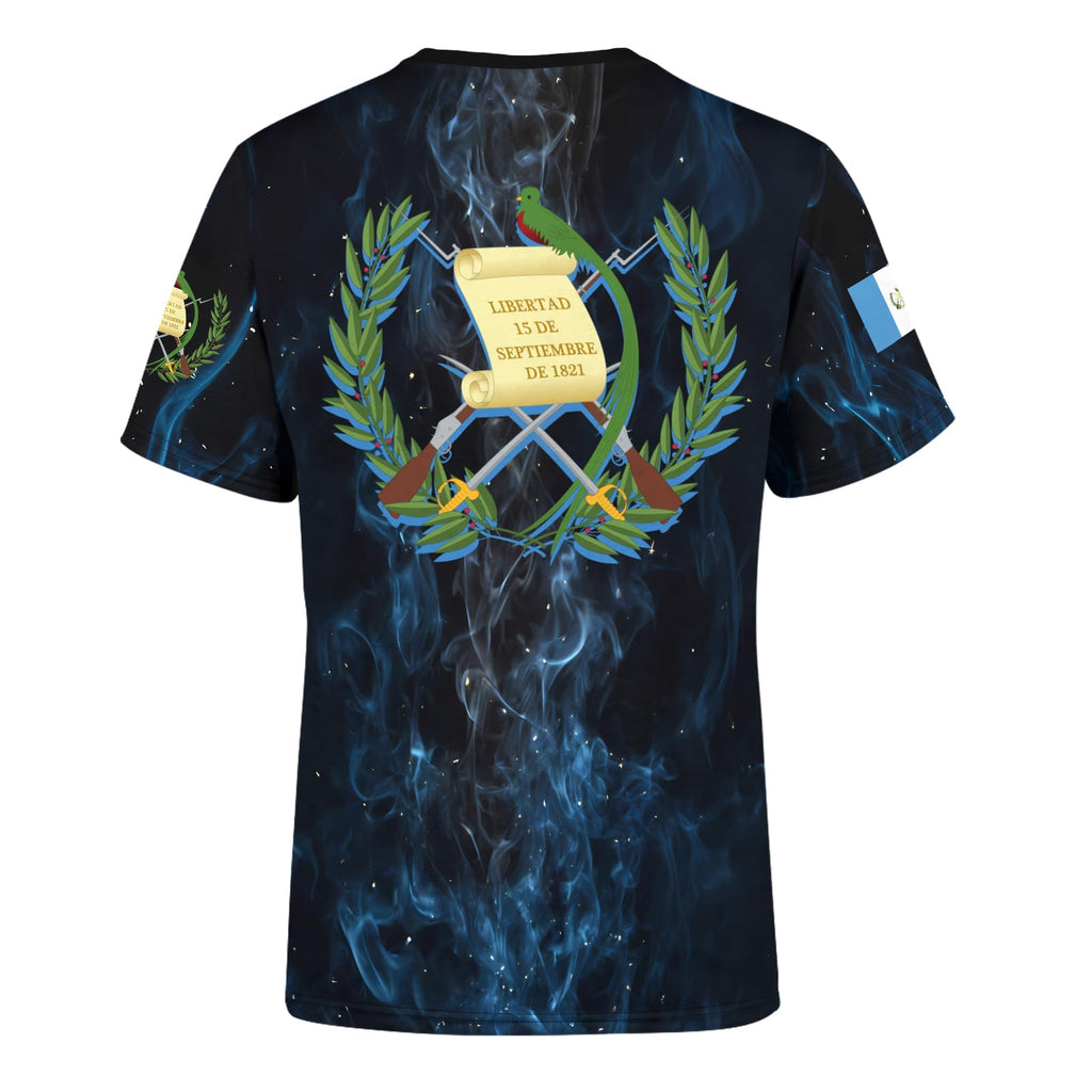 BJU Guatemala Flag T-Shirt Flag Badge Novelty Tee Printed Crewneck Short Sleeve Casual Top Unisex