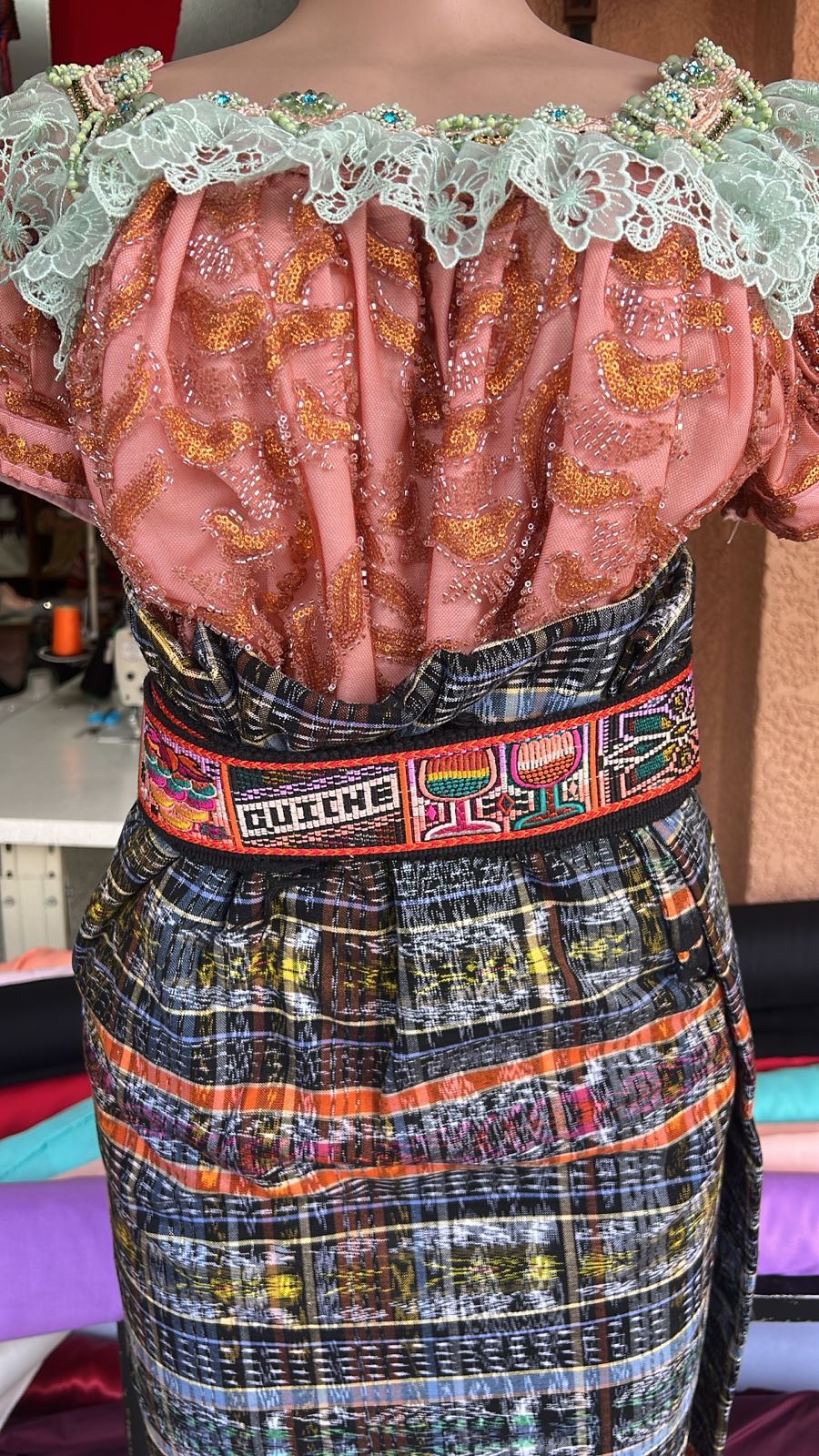Blusa,Tul Perleada Corte Hilo Cristal y Faja Digitalizado (combo)